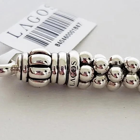 LAGOS Signature Silver Caviar Bracelet I 9mm 925 Sterling Sz M 7.5" Unisex  NWT - Picture 11 of 16